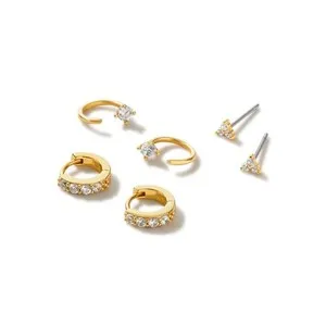 Authentic Ana Luisa Small Gold Earring Set - 14K Gold Plated With Cubic Zirconia Earrin...