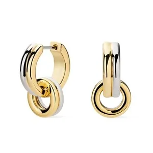 Authentic Ana Luisa Asher Small Huggie Hoop Earrings for Women - 14K Gold Plated, Silve...