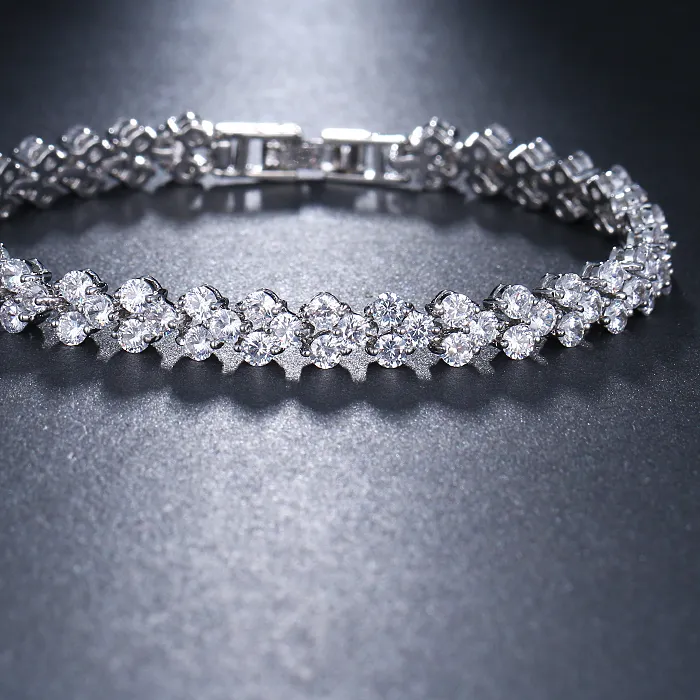 Authentic EMMAYA Roman Chain Bracelet for Women Luxury 2.75mm Cubic Zircon Inlay Charm Bracelet Bride Wedding Jewelry