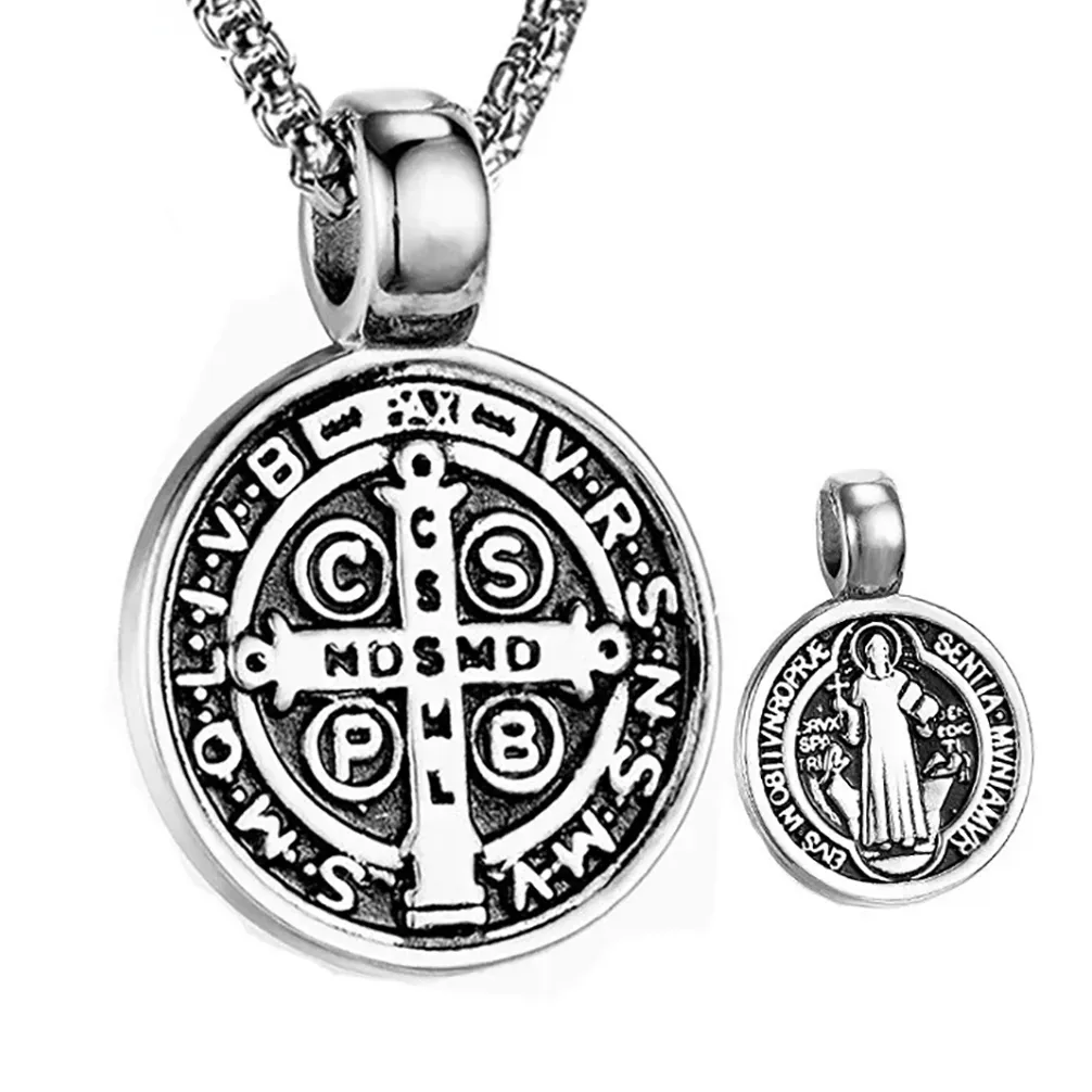 Authentic Saint St. Benedict Collar Medal of San Benito Necklace Men Women Spiritual Virgin Mary Pendant Necklace For Men