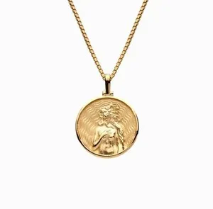 Authentic Aphrodite's Radiant Embrace: 18K Gold Plated Mythic Coin Pendant