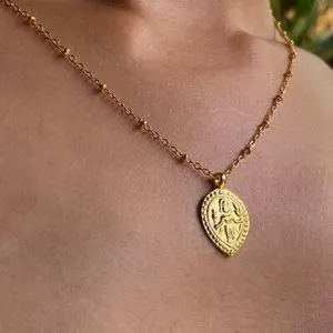 Authentic Aphrodite Love Goddess Gold plated necklace with Rhodolite Garnet gemstones