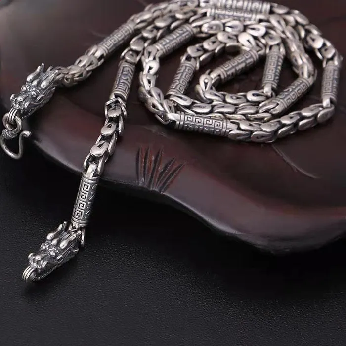 Authentic Great Sale S925 Overbearing Dragon Head Necklace for Men and women Retro style 6mm personality trend jewelry gif