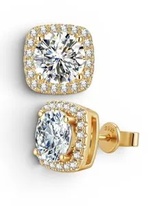 Authentic Celestial Hive Radiant Moissanite Halo Studs - Solar Abundance Talismans
