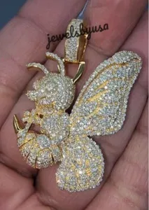 Authentic Golden Bumblebee Spirit Talisman – Radiant Moissanite Aura Pendant