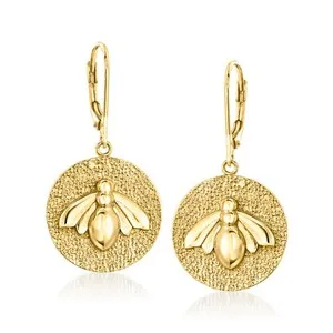Authentic Ross-Simons 14kt Yellow Gold-Plated Bumblebee Drop Earrings