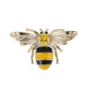 Authentic ONE Gold Plated Bumblebee Brooch with Crystals