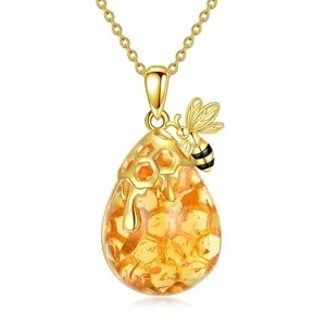 Authentic VONALA Bee Pendant Necklace 925 Sterling Silver 18K Gold Plated Bumblebee Jew...