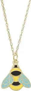 Authentic 18" Gold Plated Sterling Silver Charm Necklace Painted Bumblebee Charm Rembrandt