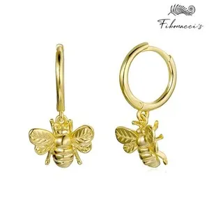 Authentic 925 Sterling Silver Bumblebee Dangle Drop Earrings 18k Gold Plated Box Bee