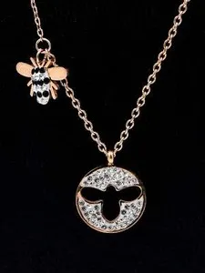 Authentic 14k Women's Rose Gold Plated Titanium Bumblebee Necklace 16' + 2" extension