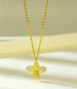 Authentic Sterling Silver Bee Honeybee Bumblebee Pendant Dainty Necklace 18K Gold Plated
