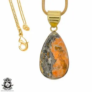 Authentic Bumblebee Jasper 24K Gold Plated Pendant 3mm Snake Chain GPH888
