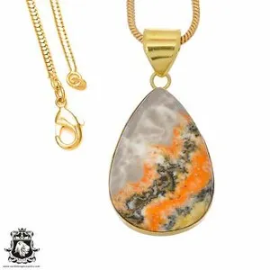 Authentic Bumblebee Jasper 24K Gold Plated Pendant 3mm Snake Chain GPH882