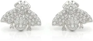 Authentic 925 Sterling Silver Gold Plated Bumblebee Micro Pave Minimalist CZ Stud Earrings
