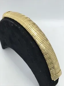 Authentic Vintage Omega Design Bracelet Textured Expandable Gold Plated sz 7.5"