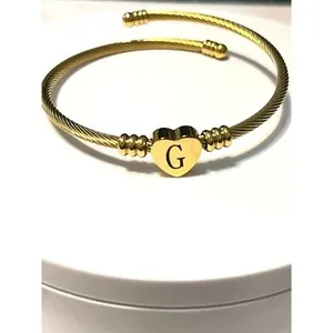 Authentic Gold Plated Heart Initial G Expandable Cuff Bracelet