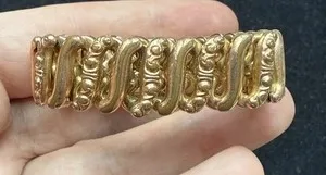 Authentic Heart of Protection: Antique Gold Plated WWII Era Charm Bracelet