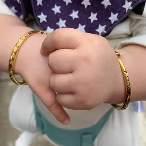 Authentic 2pcs/lot Baby for infant Girls Boys 18K Gold Plated Kids Baby Expandable Adju...