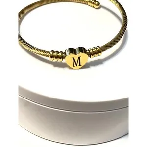 Authentic Heart of Love: Protective Gold Plated Initial Cuff