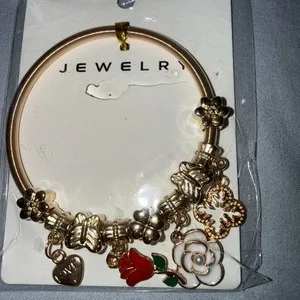 Authentic Gold Plated Expandable Bracelet With Charms