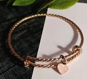 Authentic Designer ALEX and ANI Rose Gold Plated Twisty Metal Expandable Bracelet w/Charm!
