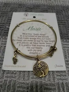 Authentic Earth Angel Expandable Bracelet- Music ~ Gold Plated Bangle