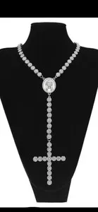 Authentic 14k Gold Plated Fully Iced Rosary Necklace XL SIZE Free Ship 13 Day Delivery