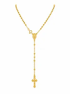Authentic 925 Sterling Silver Rosary Necklace - Silver / Gold Plated - 3mm Beads 16"