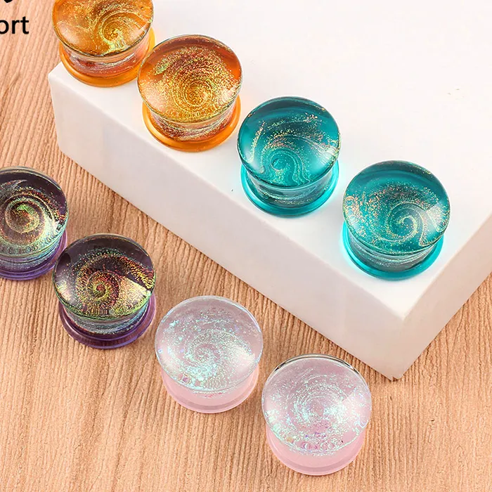 Authentic Casvort 2PCS Glass Ear Body Jewelry Earrings Expanders Piercing Plugs Strechers Ear Gauges For Women Men