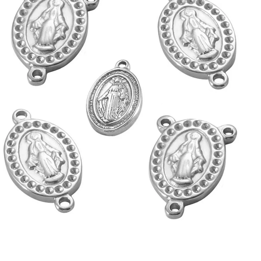 Authentic 10pcs Rosary Necklace Connector Charms DIY Religious Cross Accessory Finding,Hypoallergenic