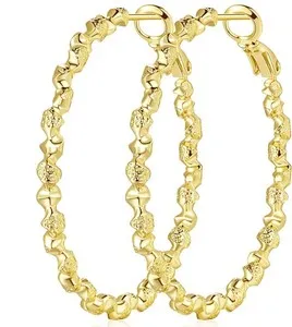 Authentic Large Twisted 14K Gold Plated Hoop Earrings for Women - Stylish Gold Hoops