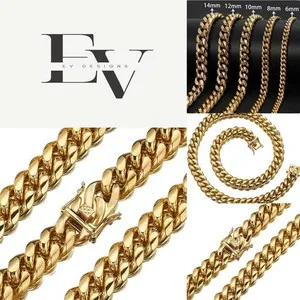Authentic Versatile 18K Gold Plated Cuban Link Chain for Stylish Men & Women - 6 to 18mm