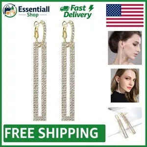 Authentic Stylish Gold-Plated Drop Earrings, Hypoallergenic with Stunning Rhinestones