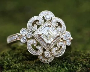 Authentic Stylish Ring 2ct Asscher Cut Simulated Diamond 14k Yellow Gold Plated Valentine