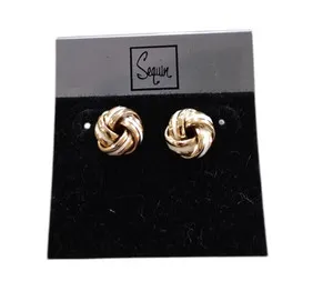 Authentic Sequin Women's Stylish Gold Plated White Knot Stud Earrings NWT