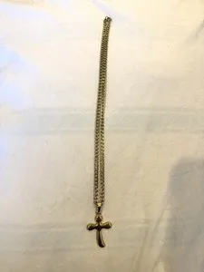 Authentic Stylish Gold Plated Cross Necklace With Gold Plated Chain