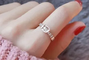 Authentic Women / Girl Gold Plated Titanium Stylish CZ Belt Ring 6-8