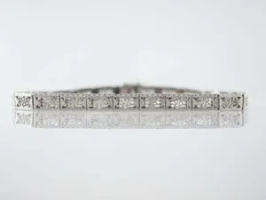 Authentic Elegance Enfolded, Protection Unveiled - White Gold Plated Art Deco Filigree Bracelet