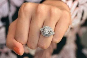 Authentic Stylish Art Deco Engagement Ring 3.2ct Cushion Cut Moissanite White Gold Plated