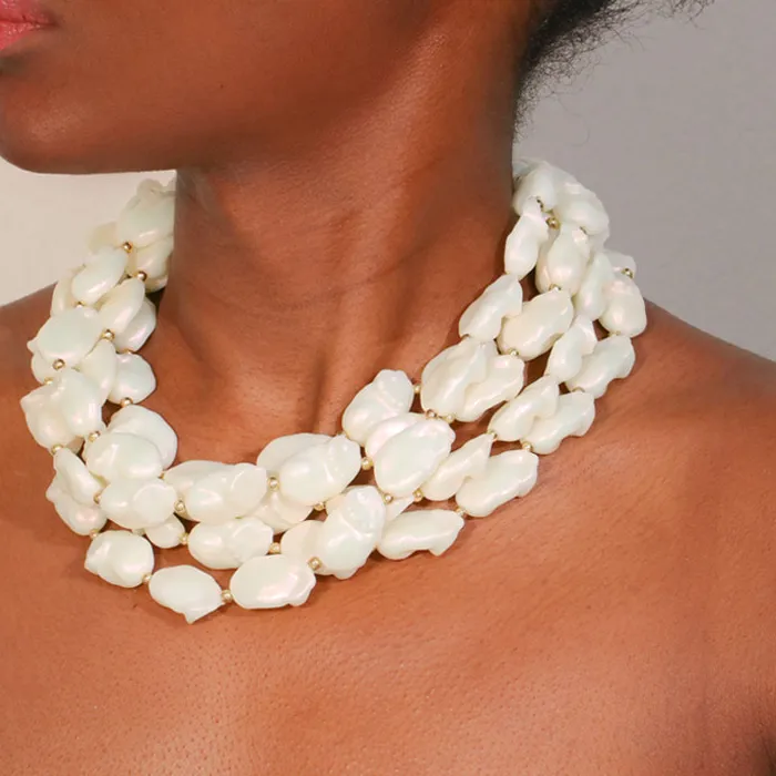 Authentic Statement Acrylic Multi-layer Beaded Necklace for Women Girl Wedding Party Jewelry