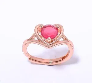 Authentic Ruby (Lab-Created) Rose Gold Plated Solitaire Ring Adst. (6)