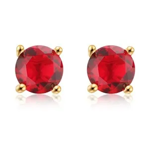 Authentic Buyless 14K Gold Plated Birthstone simulated Earring Sterling Silver 6MM