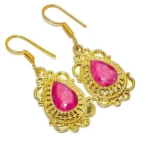 Authentic Crimson Heart of the Sun: 18k Gold-Plated Ruby-Hued Talismans
