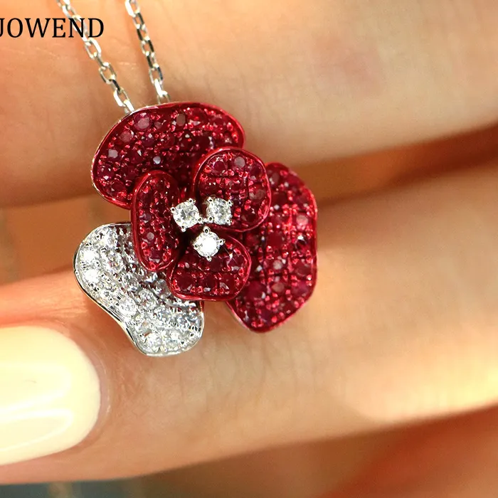 Authentic Celestial Bloom Pendant Ruby Heart In White Gold Light
