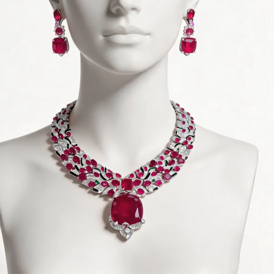 Authentic The Crimson Eclipse Ensemble: Enamel and Golden Talismanic Set