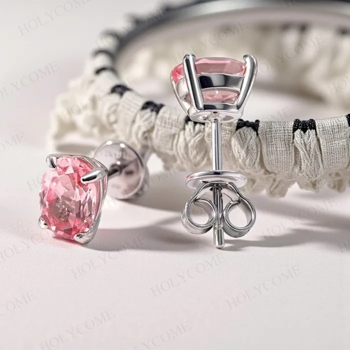 Authentic 925 Sterling Silver Cutomized Earrings Moissanite Ruby Zambia Padparadscha Earrings Oval 2-8CT Sparkling For Wedding Jewelry