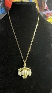 Authentic 14k gold plated 22”Cuban w 5Acz get money1st pendant