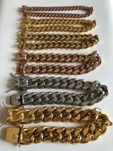 Authentic Miami Cuban Link Bracelet 14k 18k Yellow Rose Silver Gold Plated