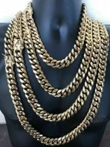 Authentic HARLEMBLING 18mm Mens Miami Cuban Link KILO Chain 14k Gold Plated HEAVY 18"-30"